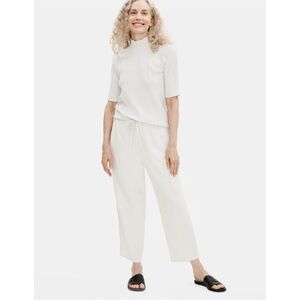 Eileen Fisher Textured Crepe Slouchy Drawstring Waist Pants Large
